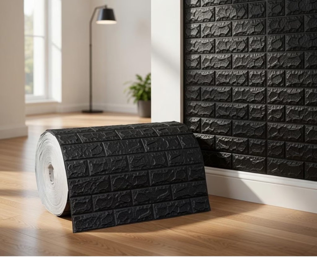 [360] Pared Ladrillo Rollo NEGRO (4.8m*70cm*5mm)
