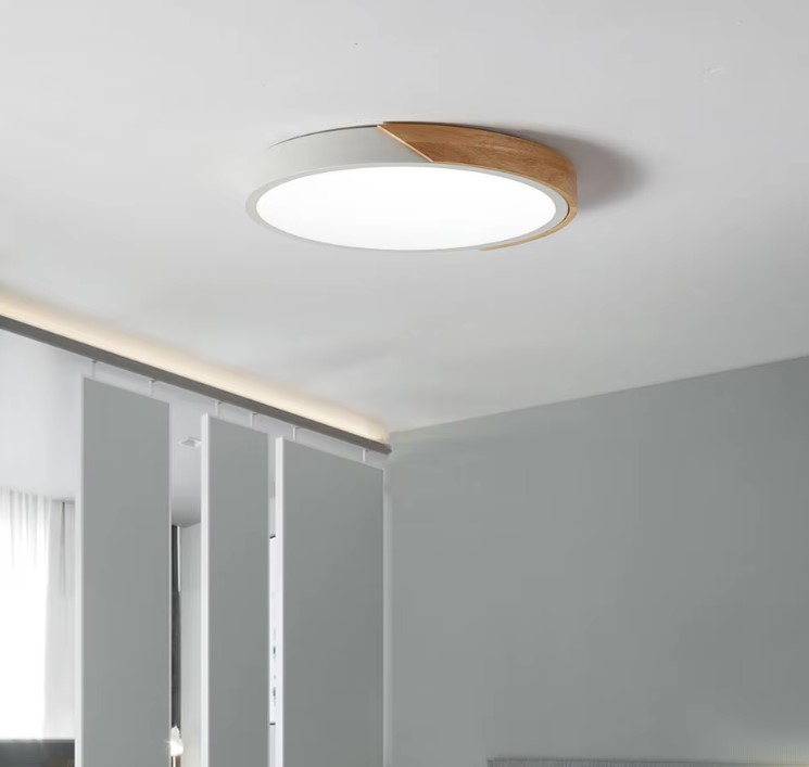 Lampara Plafon Madera 30 cm Simple ( 18 w )